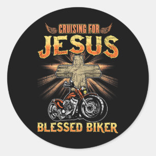 Sticker Rond Christian Blessed Biker Papa Fête des pères