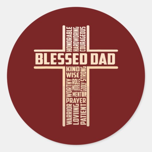 Sticker Rond Christian Blessed Papa Fête des pères croisée (Devant)