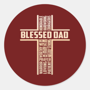Sticker Rond Christian Blessed Papa Fête des pères croisée