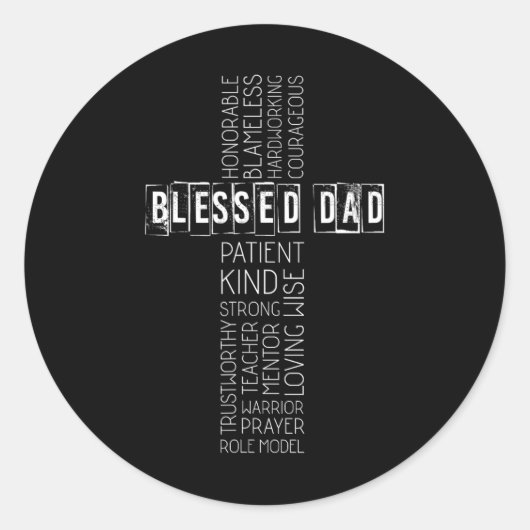 Sticker Rond Christian Blessed Papa Fête des pères croisée (Devant)