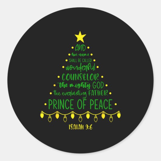 Sticker Rond Christian Christmas Jesus Bible Names Xmas Tree Sh (Devant)