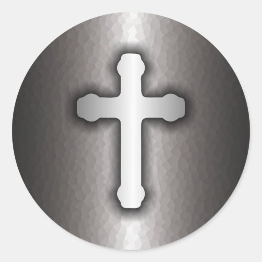 Sticker Rond Christian Cross (Steel) (Devant)
