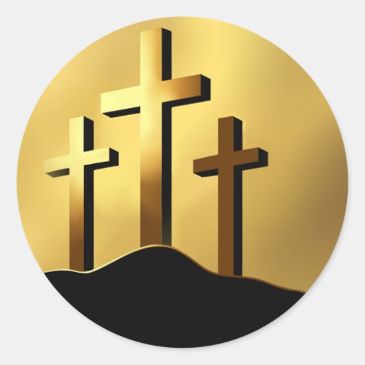 Sticker Rond Christian Crosses sur Calvaire (Devant)