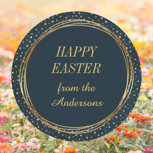 Sticker Rond Christian Elegant Gold Star Custom Joyeux Pâques