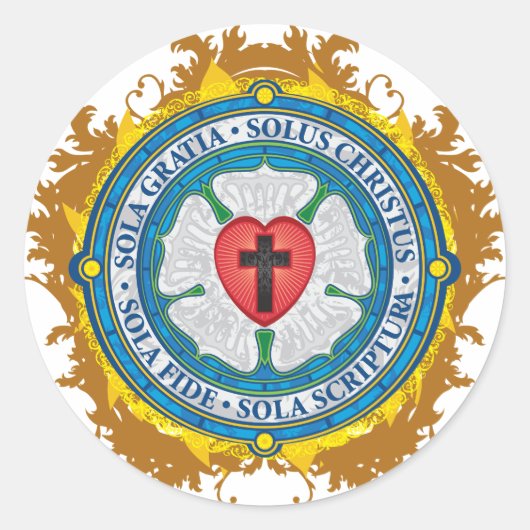 Sticker Rond Christian Gift Luther Rose Jésus Croix Dieu Anges (Devant)