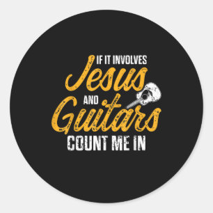 Sticker Rond Christian Guitarist Jesus Church Worship Guitar