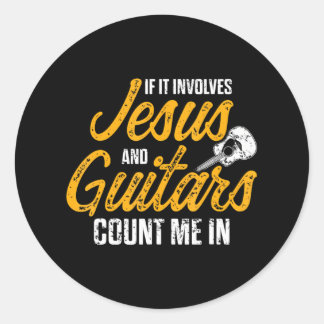 Sticker Rond Christian Guitarist Jesus Church Worship Guitar