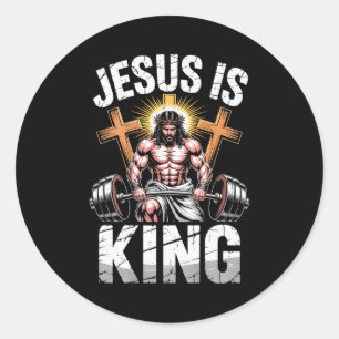 Sticker Rond Christian Gym Jésus est roi Entraînement Religieux