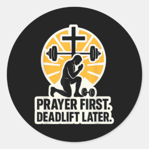 Sticker Rond Christian Gym Pour Hommes Prière Premier Deadlift
