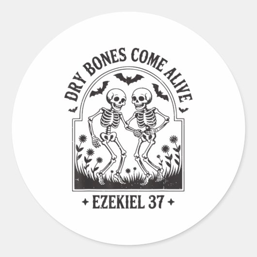 Sticker Rond Christian Halloween Dry Bones Come Alive Funny Jes (Devant)