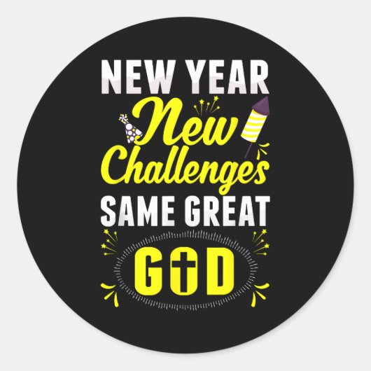 Sticker Rond Christian Happy New Year New Challenges Same Great (Devant)