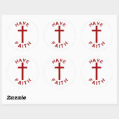 Sticker Rond Christian have Faith Croix Rouge et design de text (Feuille)
