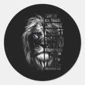 Sticker Rond Christian I Can Do All Things Through Christ Lion (Devant)