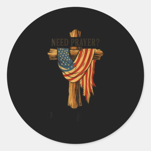 Sticker Rond Christian Jesus Tap Me On The Shoulder Cross Usa F (Devant)