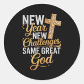 Sticker Rond Christian New Years 2026 Happy New Year Same Great (Devant)