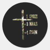 Sticker Rond Christian One Cross Plus Three Nails Equals Forgiv (Devant)