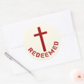 Sticker Rond Christian Rendu Croix Rouge et Conception de texte (Enveloppe)
