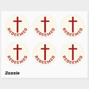 Sticker Rond Christian Rendu Croix Rouge et Conception de texte
