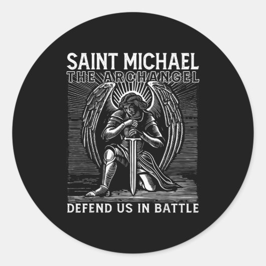 Sticker Rond Christian Saint Michael Catholic Saint Defend Us I (Devant)