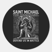 Sticker Rond Christian Saint Michael Catholic Saint Defend Us I (Devant)
