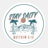 Sticker Rond Christian Stay Salty Matthew 5:13 Verse Retro (Devant)