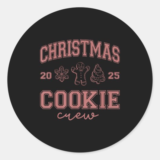 Sticker Rond Christmas 2025 Cookie Crew Gingerbread Funny Chris (Devant)