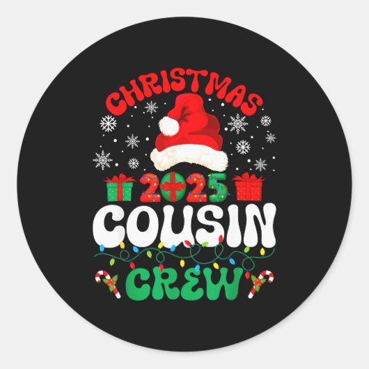 Sticker Rond Christmas 2025 Cousin Crew Xmas Funny Matching Fam (Devant)