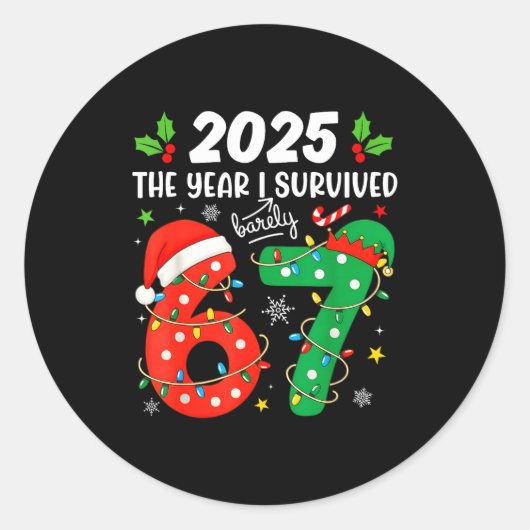 Sticker Rond Christmas 2025 The Year I Barely Survived Six Seve (Devant)