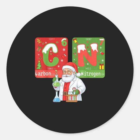Sticker Rond Christmas 67 Meme Science Chemistry Humor Periodic (Devant)