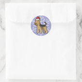 Sticker Rond Christmas Airedale Terrier / Welsh Terrier (Sac)