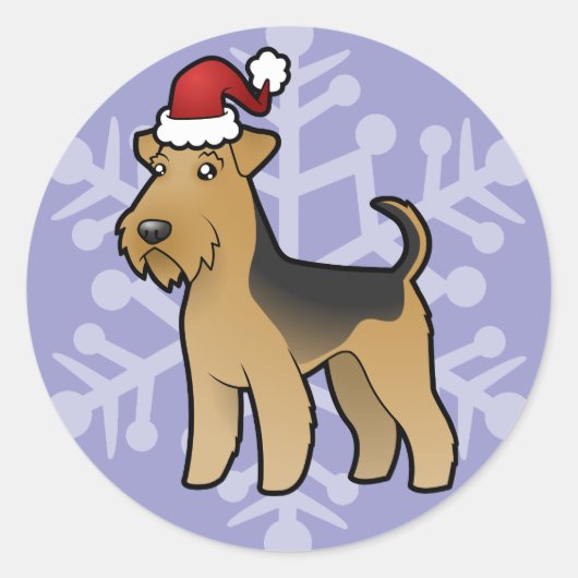 Sticker Rond Christmas Airedale Terrier / Welsh Terrier (Devant)