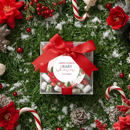 Sticker Rond Christmas baby shower festive  