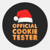 Sticker Rond Christmas Baking Crew Cookie Tester Xmas Pajamas (Devant)