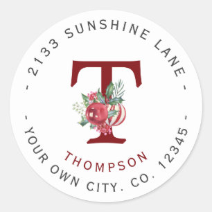 Sticker Rond Christmas Balls Holidays Monogram Retourner l'adre