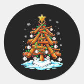 Sticker Rond Christmas Baseball Tree Lights Xmas  (Devant)