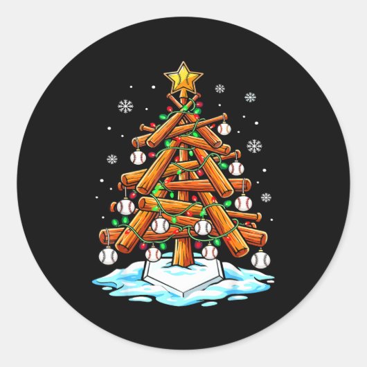 Sticker Rond Christmas Baseball Tree Lights Xmas  (Devant)