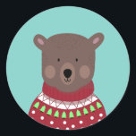 Sticker Rond Christmas Bear<br><div class="desc">Christmas Bear a été conçu par Ness Nordberg. Laissez cette adorable petite Ours de Noël dans un pull tricoté moche vous aider à apporter un peu de fantaisie et de tendresse à votre Noël. Toutes les oeuvres © Ness Nordberg. Tous droits réservés dans le monde entier. La reproduction ou la...</div>