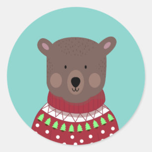 Sticker Rond Christmas Bear
