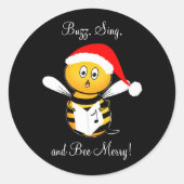 Sticker Rond Christmas Bee Singing Bee Merry! (Devant)