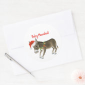 Sticker Rond Christmas Burro Feliz Navidad Personnalisable (Enveloppe)
