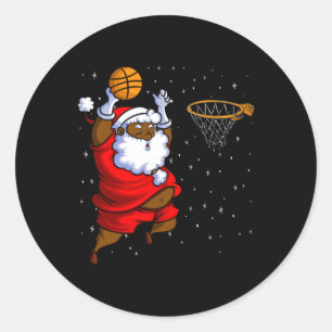 Sticker Rond Christmas Bysketbyll Black African American Père N