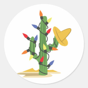 Sticker Rond Christmas Cactus