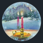 Sticker Rond CHRISTMAS CANDLE par SHARON SHARPE<br><div class="desc">BOUGIE DE NOËL d'aquarelle originale de SHARON SHARPE</div>