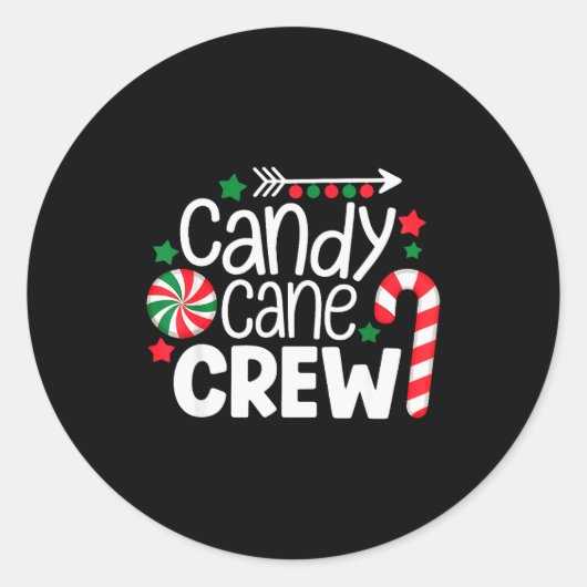 Sticker Rond Christmas Candy Cane Crew Shirt Women Girls Boys K (Devant)
