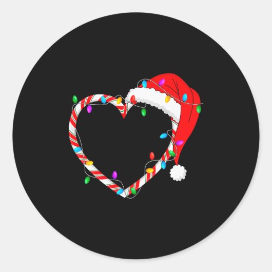 Sticker Rond Christmas Candy Cane Heart Funny Love Candy Men Wo (Devant)