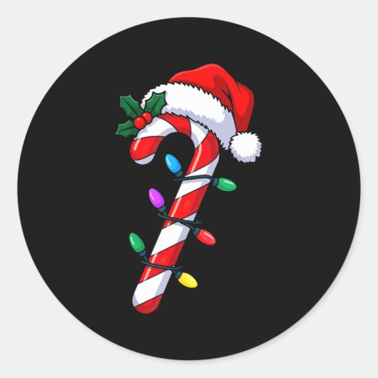 Sticker Rond Christmas Candy Cane Santa Xmas (Devant)