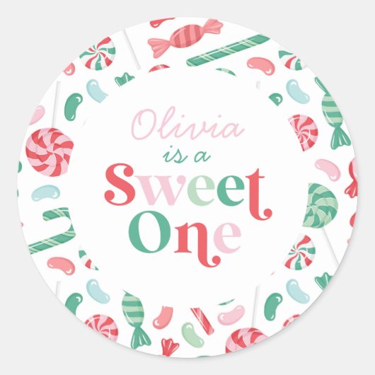 Sticker Rond Christmas Candy Sweet Un premier anniversaire (Devant)