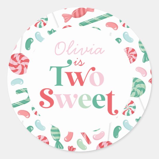 Sticker Rond Christmas Candy Two Sweet 2e anniversaire (Devant)