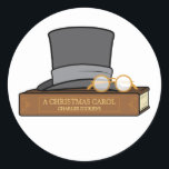 Sticker Rond Christmas Carol et English Top Hat<br><div class="desc">Ce design s'adresse aux amateurs de Charles Dickens.</div>