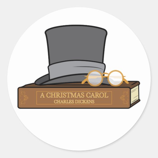 Sticker Rond Christmas Carol et English Top Hat (Devant)